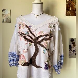 One Of A Kind Upcycled Cherry Blossom Tree Woman’s Free People Top Size M/L